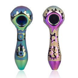 Healthy_Cigarette Y281/283 Glass Pipes Mechanical Style Colored Tobacco Dab Rig About 12cm Length Spoon Smoking Pipe