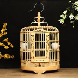 Other Bird Supplies Hand-made Bamboo Thrush Cage Myna Boutique Large Set Of Old Two-door Carving