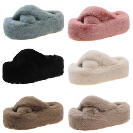 Thick bottom cotton slippers women blue pink white blue black outdoor scuffs winter color 6