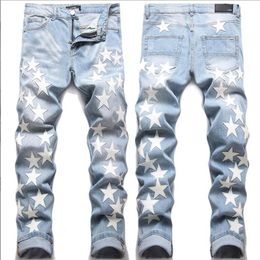 Men's Jeans European Jean Hombre Men Embroidery Patchwork Ripped For Trend Brand Motorcycle Pant Mens Skinny 3320 MMGG20204J