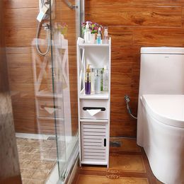 Floor Mounted Waterproof Toilet Side Cabinet PVC Bathroom Storage Rack Bedroom Kitchen Storage Shelves Home Bathroom Organiser T20270y