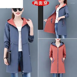 Women's Trench Coats Oversized Women Windbreaker 2023 Spring Fall Mid-Length Coat Casual Loose Outwear Hooded Tops Woman Jacket