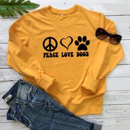 Women's Hoodies Peace Love Dogs Cotton Sweatshirt Aesthetic 90s Tumblr Dog Mom Gift Pullovers Casual Women Graphic Slogan Jumper Sweatshirts