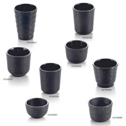 A5 Melamine Dinnerware Water Cup Restaurant Black Frost Imitation Porcelain Tableware Tea Cup Milk Tea Commercial cup3028