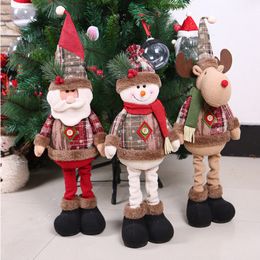 Large Size Christmas Decoration Cartoon Retractable Leg Santa Snowman Figure Toy Christmas Ornaments Xmas Gifts Happy New Year