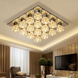 Crystal Cube Restaurant Ceiling Lamp Luxury Square Glass Living Room Ceiling Dining Room Bedroom Lobby Parlour Ceiling Lamp Fixtures