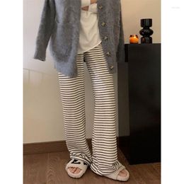 Women's Pants Loose Slim Summer Woman Straight Side-striped Casual High Waist Female White Black Korean