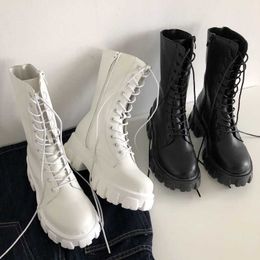 Boots Women's Leather Boots 2023 Autumn Winter Hot Sale Zipper Platform Fashion Concise Sexy Mature Solid Colours Boots Shoes 230914