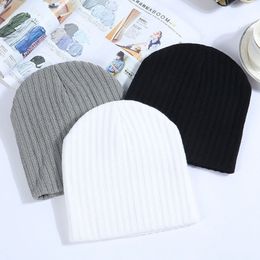 Beanie/Skull Caps WZCX Solid Color Stripe Short Beanie Keep Warm Fashion New Simple Casual Hip Hop Men'S Winter Hat Ski Cap 230914