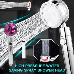 Bath Accessory Set 360° Power Shower Head Water Saving Flow Rotating With Small Fan ABS Rain High Pressure Spray Nozzle Bathroom S311W