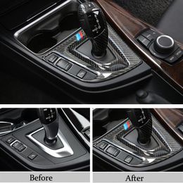 Carbon Fibre Sticker Car styling Centre Control Gear Shift Panel Decorative Sticker Interior Trim For BMW 3 4 Series 3GT F30 F31 F2956