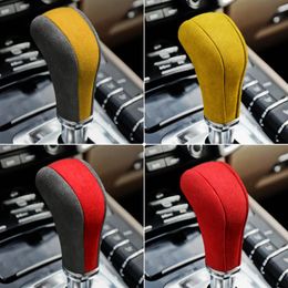 Alcantara Fabric Wrap Leather Car Gear Shift Knob ABS Cover Trim Decals for Porsche Cayenne 2011-2017 Car Interior Accessories258C