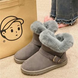 Women Boots Snow Boot Triple Black grey Classic Fur soft Flat booties Womens Ladies Booties Winter Warm Non-slip round boots