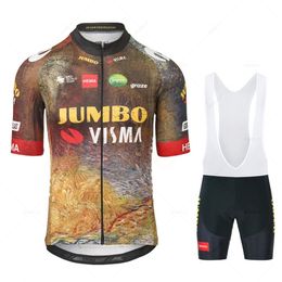 Cycling Jersey Sets Jumbo Visma Cycling Team Jersey Set 19D Bike Shorts Suit Ropa Ciclismo Men Summer Bicycle Maillot Pants Clothing Hombre 230915