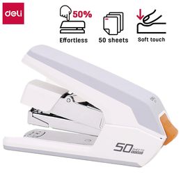 Staplers DELI Heavy Duty Stapler Effortless Paper Stapling Machine 50 Sheet School Office Supply Stationery Power Saving Stapler 230914