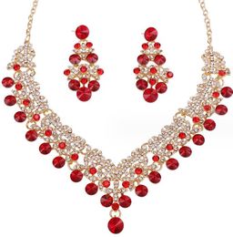 Earrings Necklace Color Crystal Jewelry Sets Set For Brides Party Costume Accessories Women Pageant Drop Delivery Dhg1P