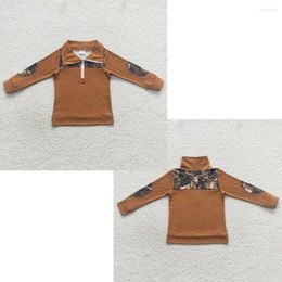 Clothing Sets Wholesale Western Boutique Baby Boys Clothes Army Green Zip-up Long-sleeved Top For T-shirt Kids