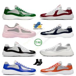 Top Designer Americas Cup Loafers Mens Womens Casual Shoes Pranda Black White Grey Green Pink Patent Leather Vintage Platform Boots Low Sneakers Sports
