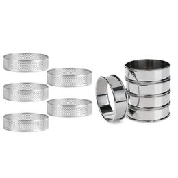 Promotion Stainless Steel Double Rolled Tart Rings And Perforated Cake Mousse Rings Rolled Muffin Rings Circle Ring 10 Pc Baking 293I
