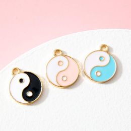 Charms 5Pcs 11X14MM Enamel Tai Chi Pendants For Necklaces Earrings DIY Making Yin Yang Handmade Jewelry Findings