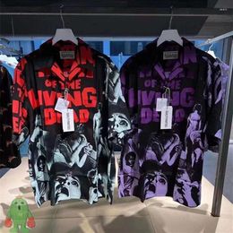 Men's Casual Shirts Movie Collection WACKO MARIA Silk Shirt Night Of The Living Dead Full Print Hawaiian Men Women Short Slee196f