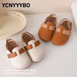 Boots Summer Kids Beach Sandals Children Fashion Slides Baby Girls Brand Leather Shoes Toddler Brown Slippers Boys Closed Toe Mules 230914