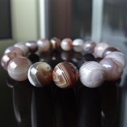 MG1133 New Natural Botswana Agate Bead Bracelet for Men High Quality 12mm Beads Energy Bracelet232B