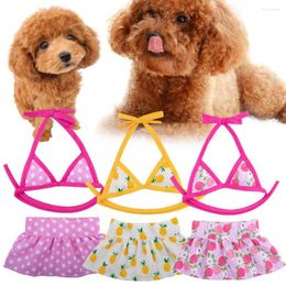 Dog Apparel Pet Swimsuit Fastener Tape Bathing Dress Comfortable Skirt Ins Summer Bikini Beach