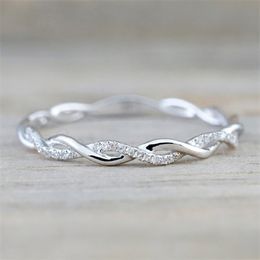 Silver Twist Rings for Women Girls Lover Sisters Engagement Wedding Promise Jewelry for Mothers Day Valentines Day Friendship