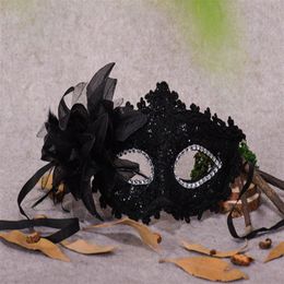 Sexy Masquerade Masks Black White Lace Bridal Halloween Masks Venetian Half Face Mask for Christmas Cosplay Party Eye Masks CPA917275C