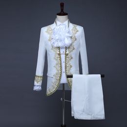 Mens Tracksuits Prince Aristocrat Embossed Retro Vintage Rococo Medieval 18th Century Coat Pants Outfits Masquerade Costume Wedding Suits 230914