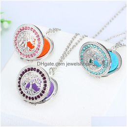 Pendant Necklaces New Arrival Tree Of Life Aromatherapy Necklace Crystal Rhinestone Locket Essential Oil Diffuser For Women Fashion Dr Dhrjk