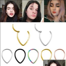 Nose Rings Studs Hinged Segment Ring Septum Piercing Hoop Eyebrow Cartiliage Earring Stainless Steel Tragus Helix Clicker Body Jewelry Dhfkb