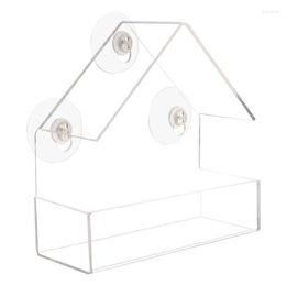 Other Bird Supplies Clear Acrylic Feeder With Strong Window Suction Cups Transparent Tray Small Outdoor For Wild Birds