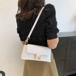 2023 New Texture Women's Stone Pattern Lock Buckle Solid Colour One Shoulder Crossbody Underarm Fashion Small Square Bag for Women B60