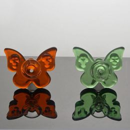 Colourful Butterfly Skull Head Glass Smoking Bubbler Handmade 14MM 18MM Male Joint Dry Herb Tobacco Philtre Bowl Oil Rigs Waterpipe Bong DownStem Cigarette Holder