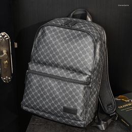 Backpack LEBSGE Large Capacity Plaid Computer Trend Bag Big High Quality PU Leather Men's Travel