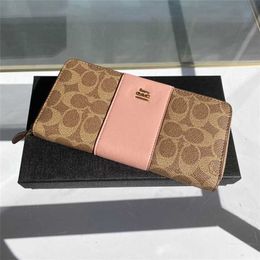 2023 Women's New Long Envelope Wrap Coating Old Flower Combination Leather Zipper Interlayer Handbag Wallet B60