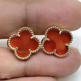 Van Designer Earrings Earrings Sier Rose Full Diamond Earrings Gold Black Agate Red Chalcedony Ear Jewellery Gift