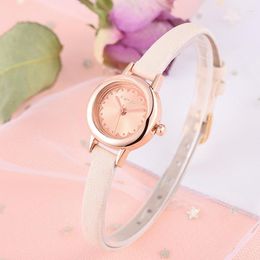 Wristwatches Fashion Small Dial Women's Gold Watch Thin Belt Quartz Student Brand Drop Ladies Clock Wholesale