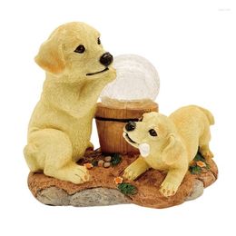 Garden Decorations 2023 Cute Dog Decor Solar Powered Luminous Resin Animal Figurine With Crystal Ball Creative Craft Gifts For Neighbours