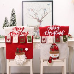 Christmas Decorations Cartoon Doll Figure Chair Cover Santa Reindeer Table Chair Covers Home Kitchen Ornaments Xmas Gifts New Year