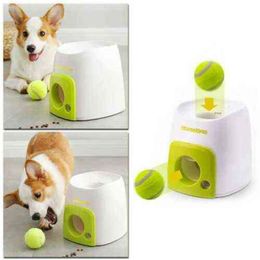 Dog Tennis Ball Thrower Pet Chewing Toys Automatic Throw Machine Food Reward Teeth Chew Launcher Play Toy 211111289D