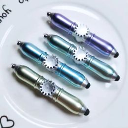 wholesale New Fidget spinner pen Rotating pen Blue cartoon ballpoint pen LED light-emitting touch pen 12 LL