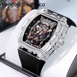 Richarmilles Watch Mechanical Watches Richads Milles Barrel Shaped Transparent Openwork Fully Automatic Watch for Highend Men Richad Nethong Fashion frj