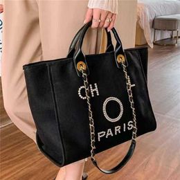 Luxury Women's Hand Canvas Beach Bag Tote Handbags Classic Large Backpacks Capacity Small Chain Packs Big Crossbody 0D1E H90