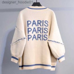 Women's Sweaters sweater Loose Fashion Long Cardigan Letter Printed Women Knitted Thicken Plus Size Korean English Coat 201016 L230915