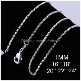 Chains Bk 1Mm 925 Sterling Sier Box Choker Necklaces For Women Men Jewelry Pendant Making 16 18 20 22 24 Inches Drop Delivery Pendants Dhgkp