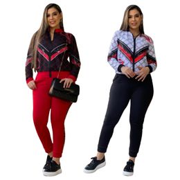 Tute da donna Set da due pezzi da donna Tuta sportiva Top da donna Camicie Pantaloni lunghi 2 pezzi Lettera stampata Tuta Moda Donna Abbigliamento sportivo