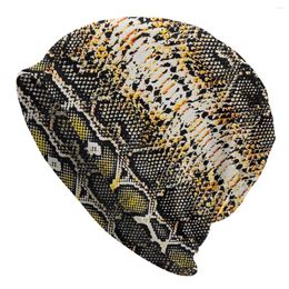 Berets Snake Skin Print Bonnet Femme Street Knit Hat For Women Men Winter Warm Snakeskin Animal Texture Beanies Caps